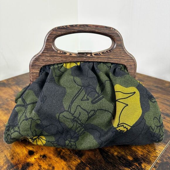 Miu Miu Handbags - Miu Miu Vintage Floral Canvas Wooden Top Handle Vintage Bag
